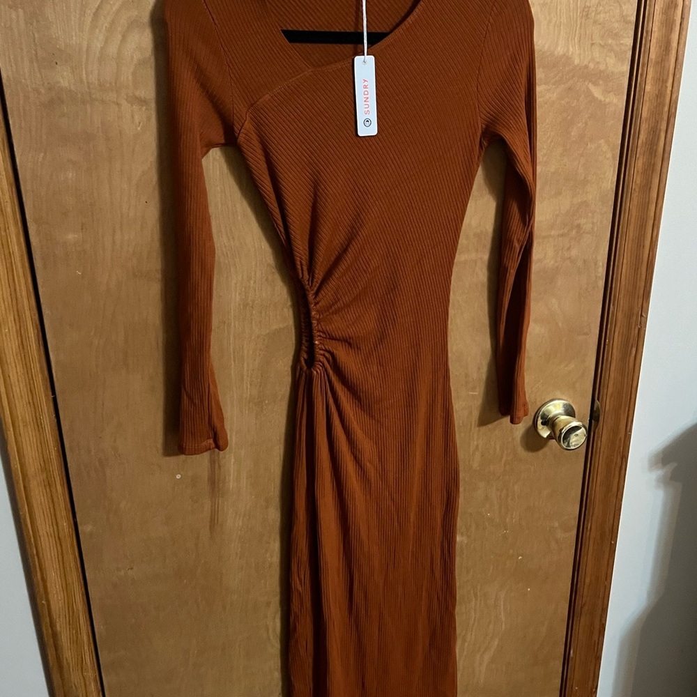 Sundry Ribbed Long Sleeve Dress - Picture 2 of 7
